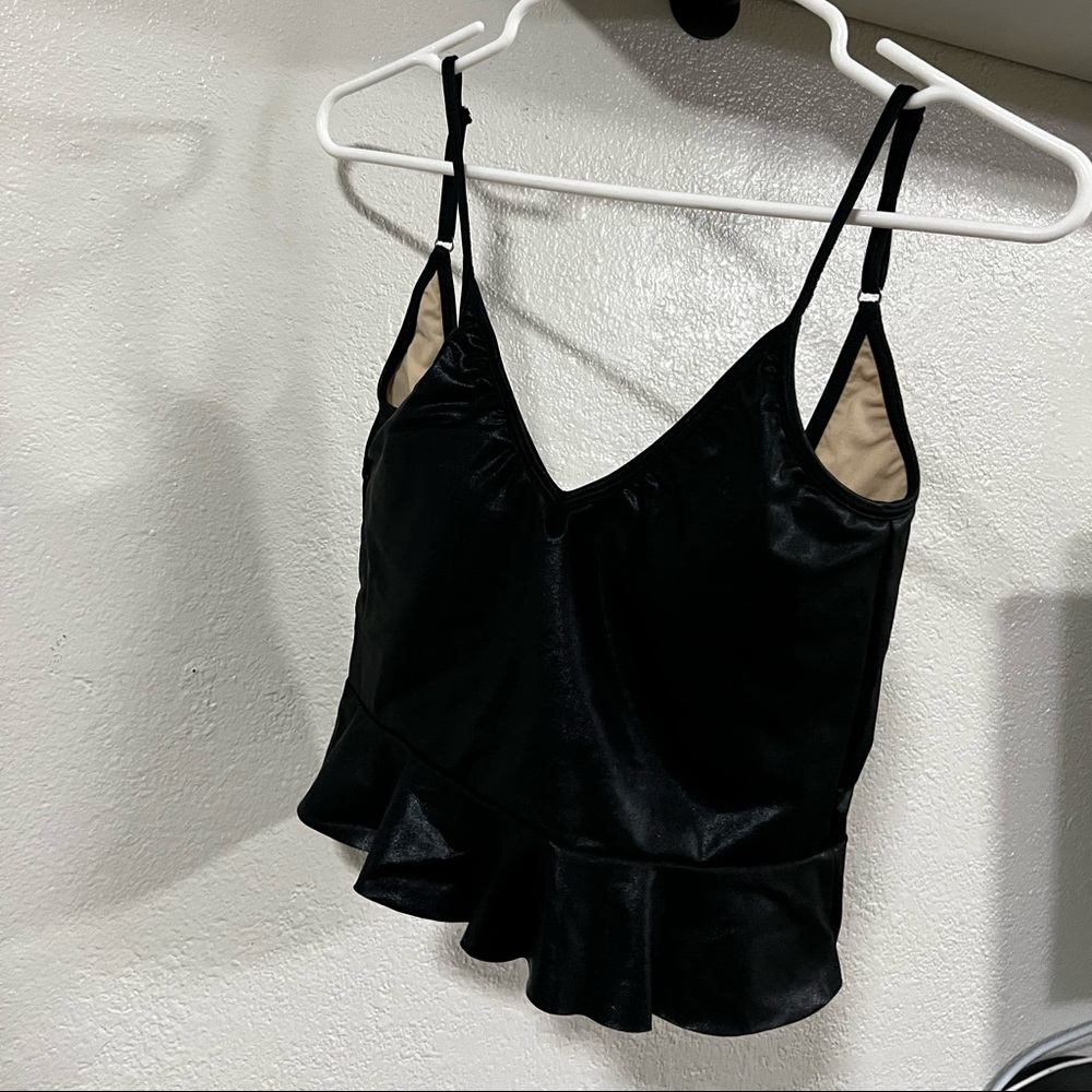 Kortni Jeane metallic black swim top